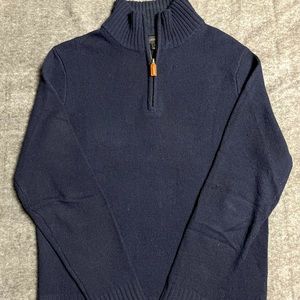 J Crew Mens Small Lambs Wool Navy Blue 1/4 Zip Pullover Sweater